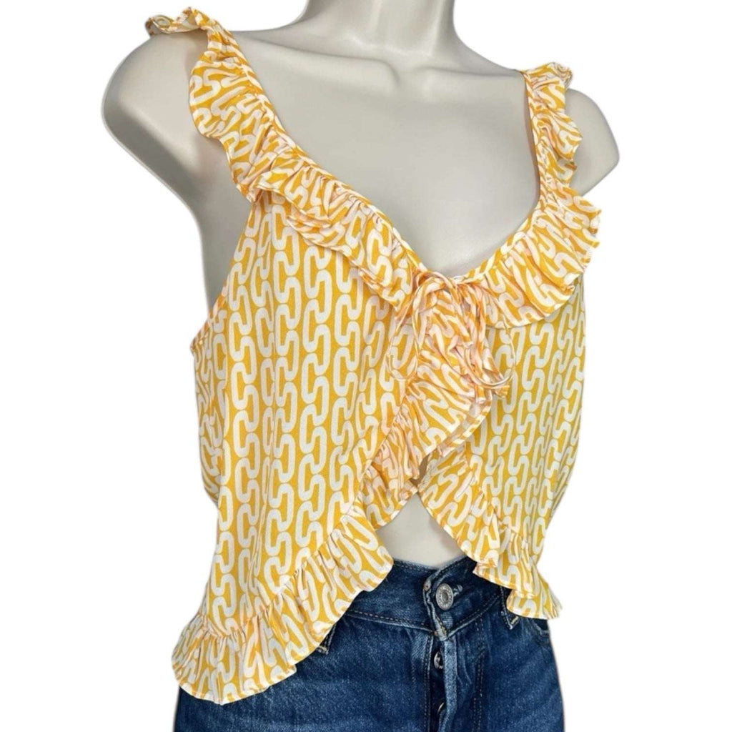 Paloma Blue Silk Ruffle Crop Top – S – pre-loved