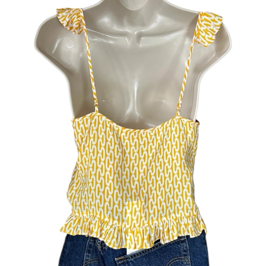 Paloma Blue Silk Ruffle Crop Top – S – pre-loved