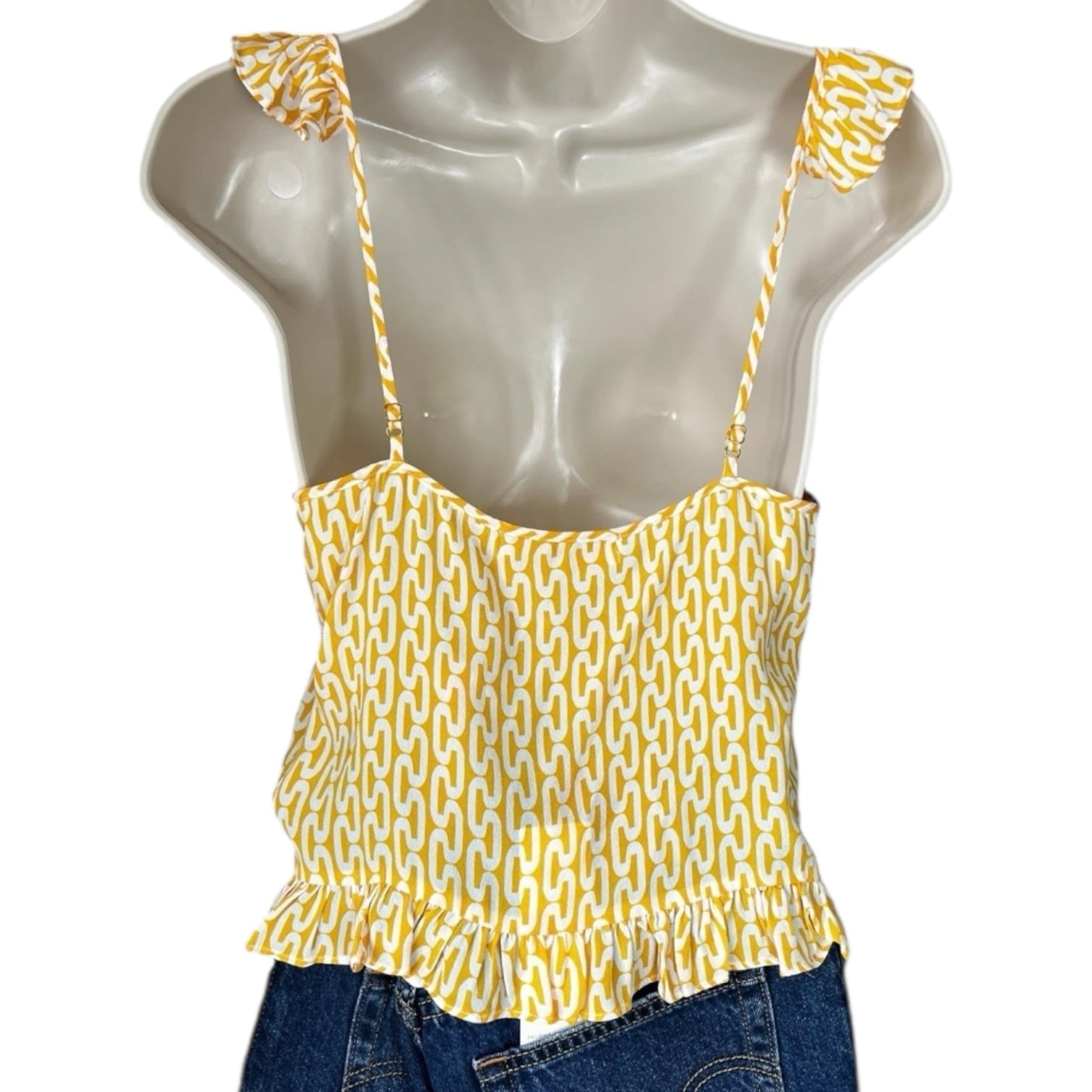 Paloma Blue Silk Ruffle Crop Top – S – pre-loved