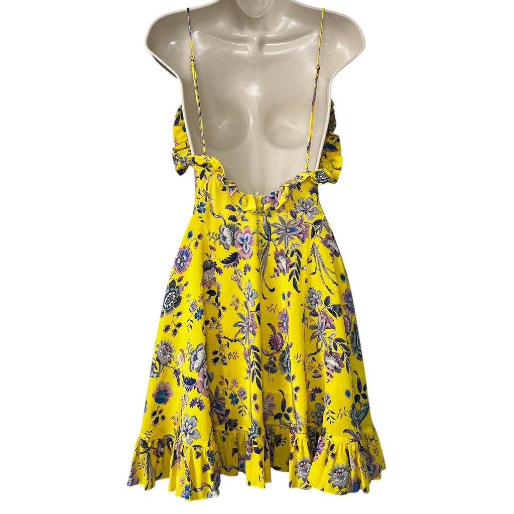 Les Rêveries Floral Silk Ruffle Mini Dress – Liberty Fabric, US2 (UK6) – pre-loved