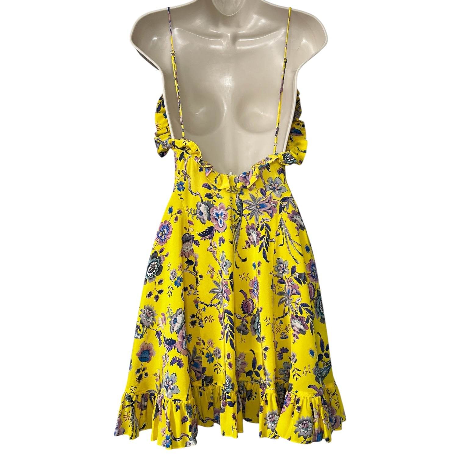 Les Rêveries Floral Silk Ruffle Mini Dress – Liberty Fabric, US2 (UK6) – pre-loved
