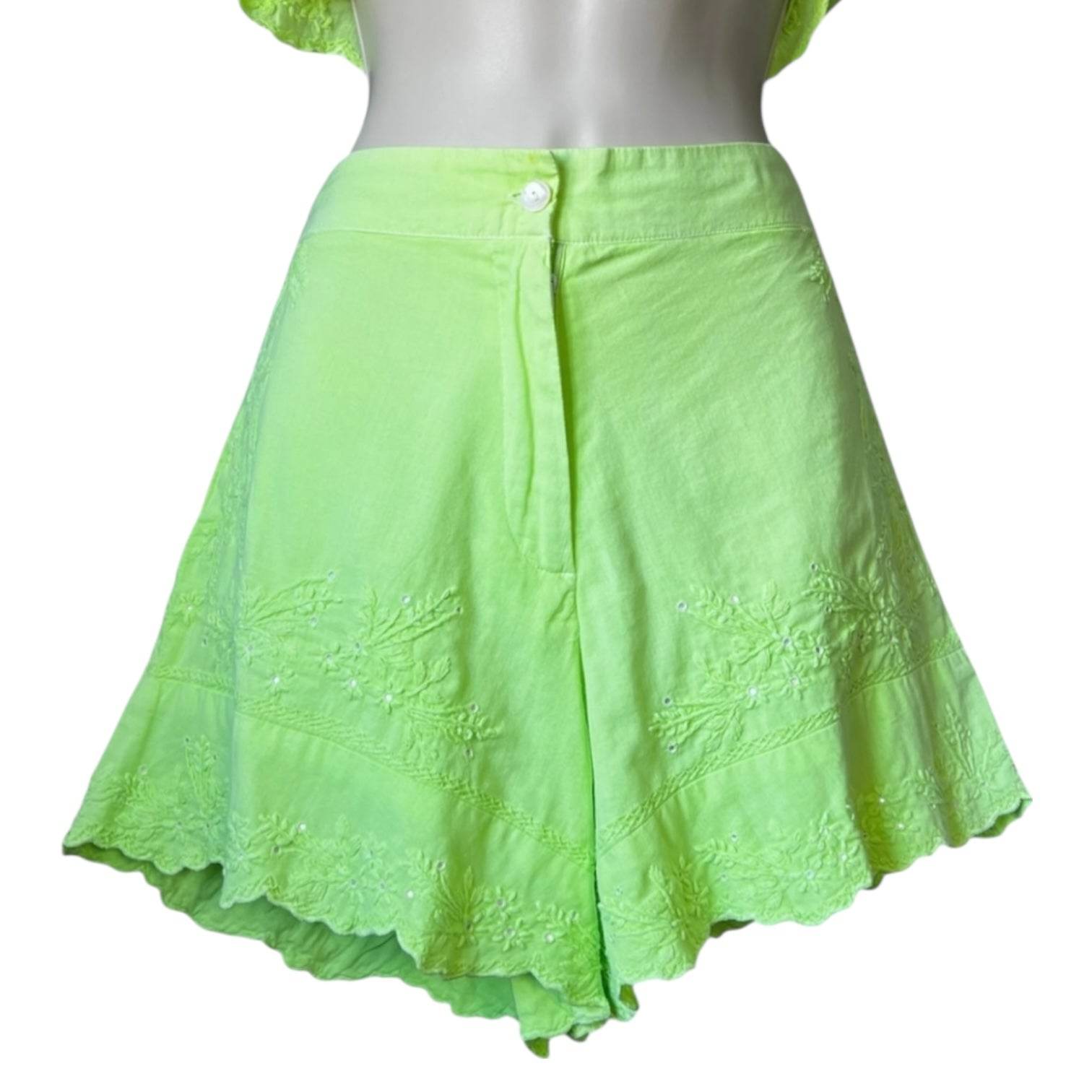 Juliet Dunn Embroidered Scalloped Mini Shorts – Size 1 (UK8) – pre-loved