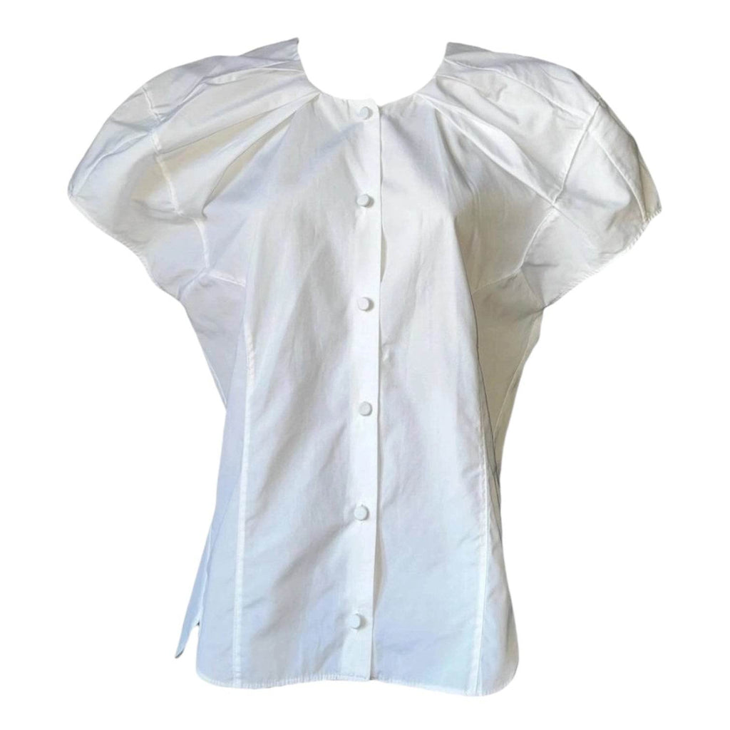 Khaite Tanya Cotton Princess Seams Puff Sleeve Shirt – S – pre-loved
