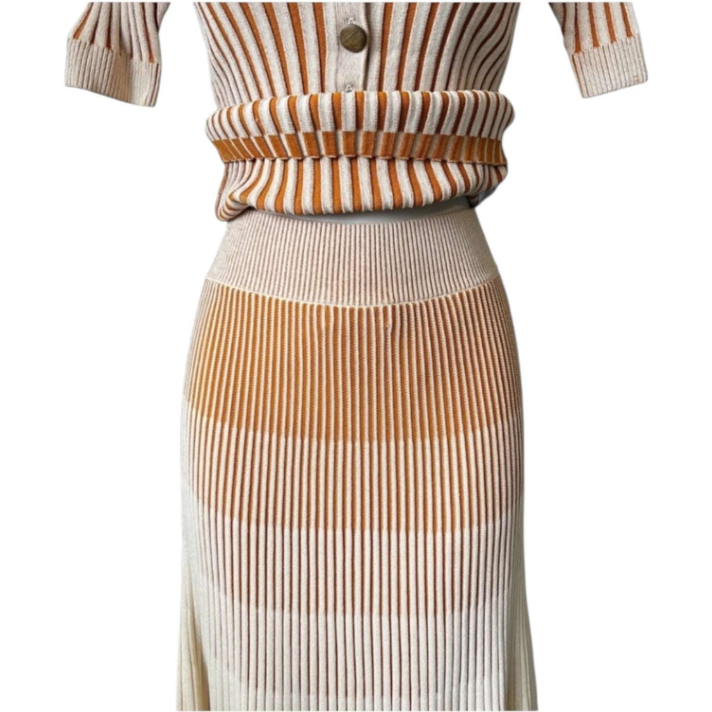 Nicholas Ribbed Knit Gradient Ombre Flare Midi Skirt – XS – pre-loved
