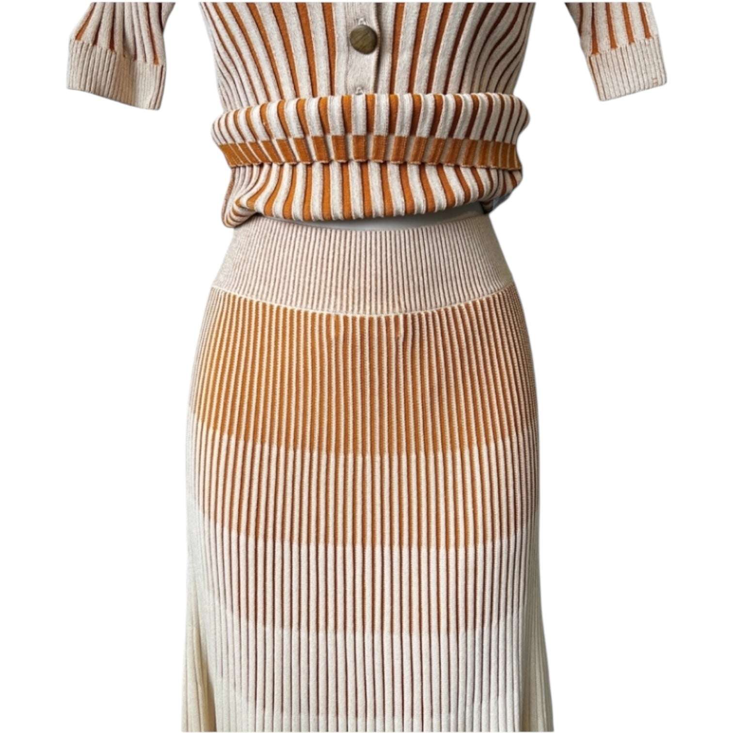 Nicholas Ribbed Knit Gradient Ombre Flare Midi Skirt – XS – pre-loved