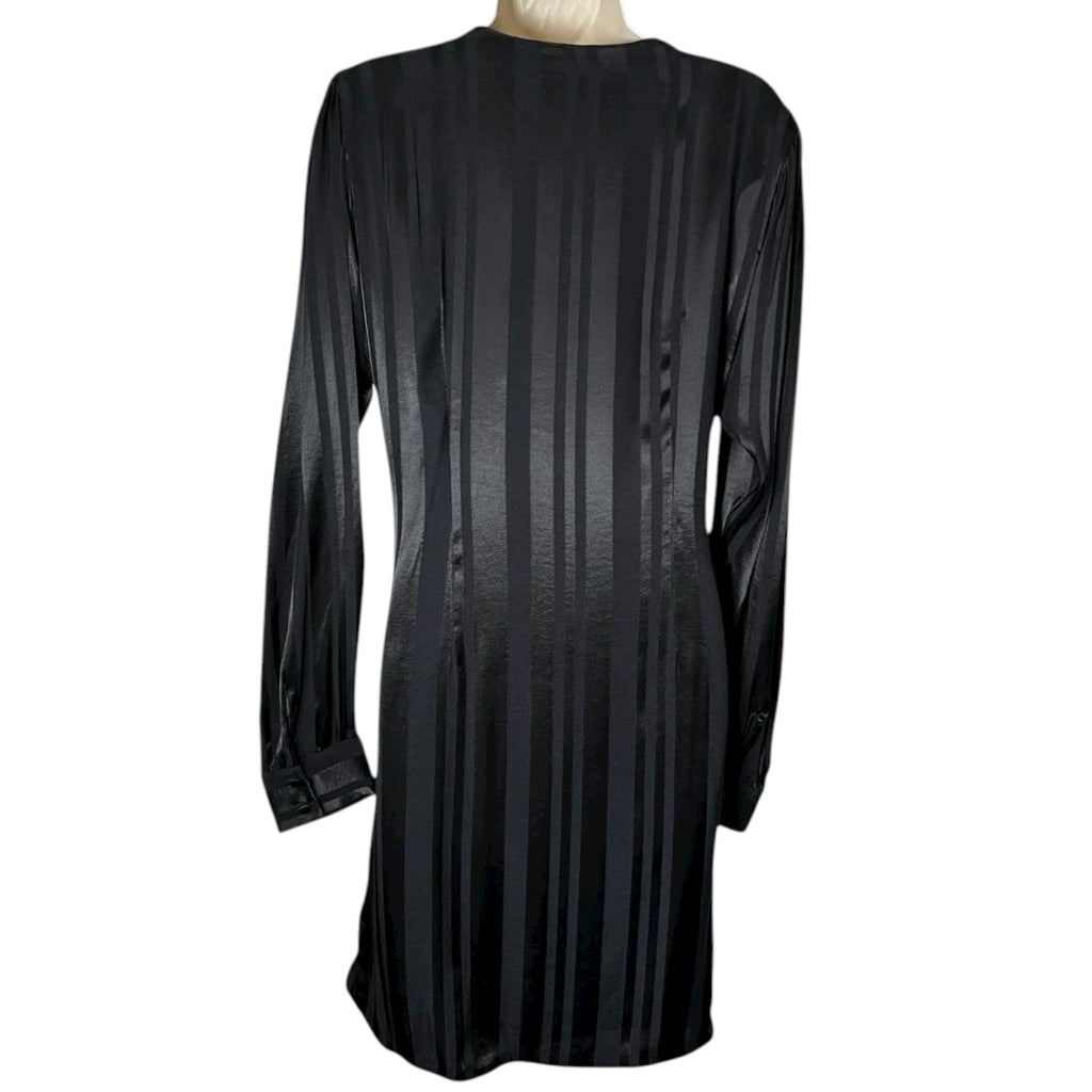 Anine Bing Black Satin-Jacquard Wrap Mini Dress – M – pre-loved