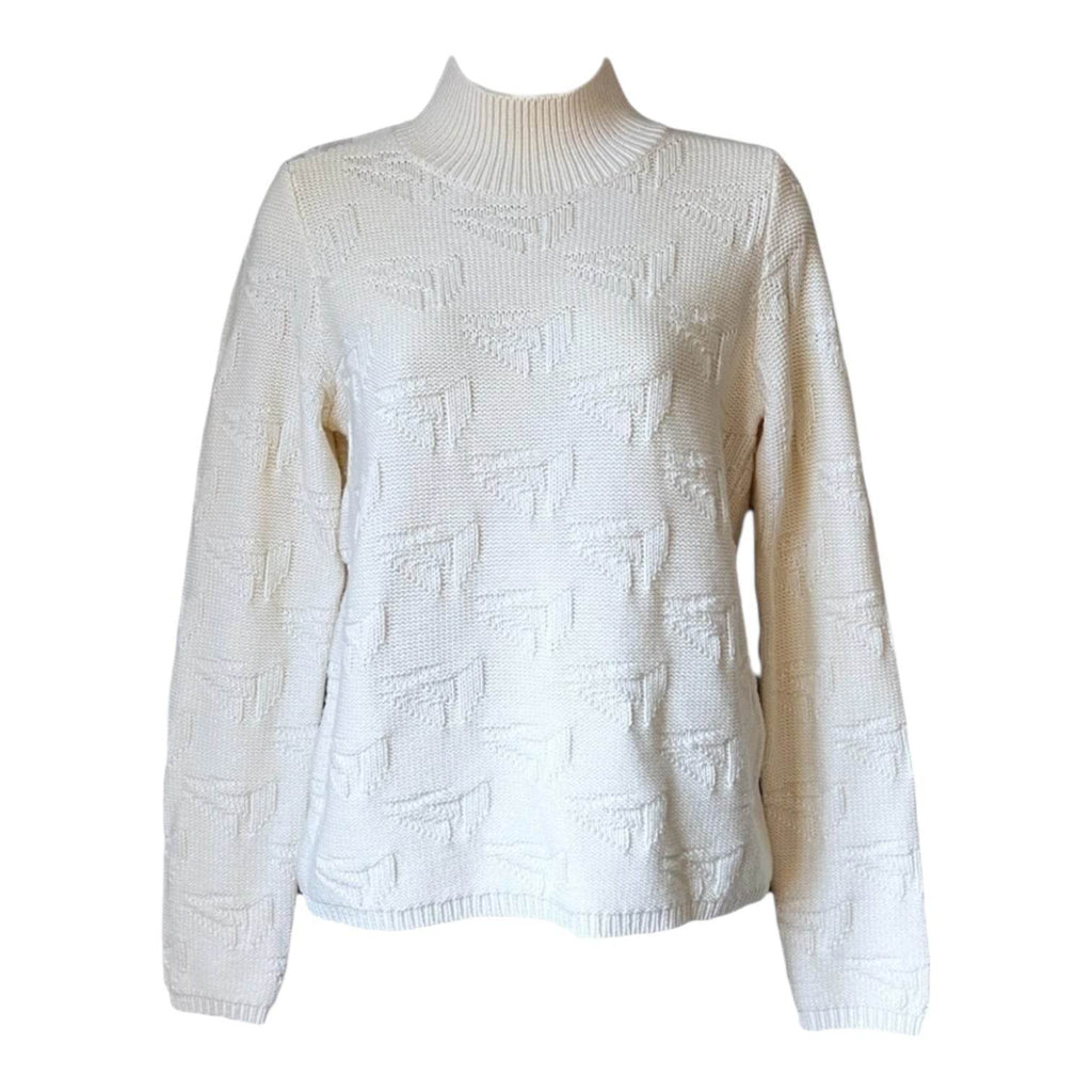 Jil Sander High Neck Wool Knit Jumper – Boat Motif, S – pre-loved