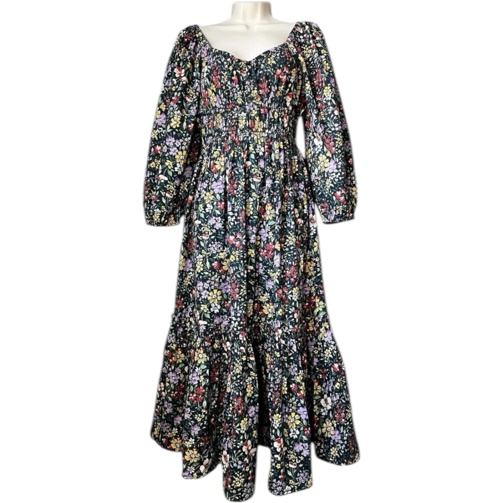 Pink City Prints Cotton Tiered Sweetheart Midi Dress – XS