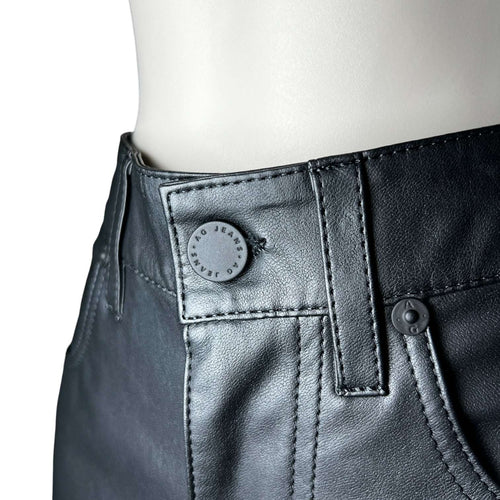 AG Adriano Goldschmied Alexxis Straight – Black Faux Leather Trousers, 26 – pre-loved