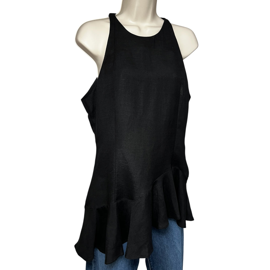 Paper London Linen Asymmetric Peplum Racer Top – UK14