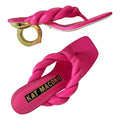 Kat Maconie Puff Braid Square-Toe Chain Heel Sandals – Dragonfruit Pink, UK6