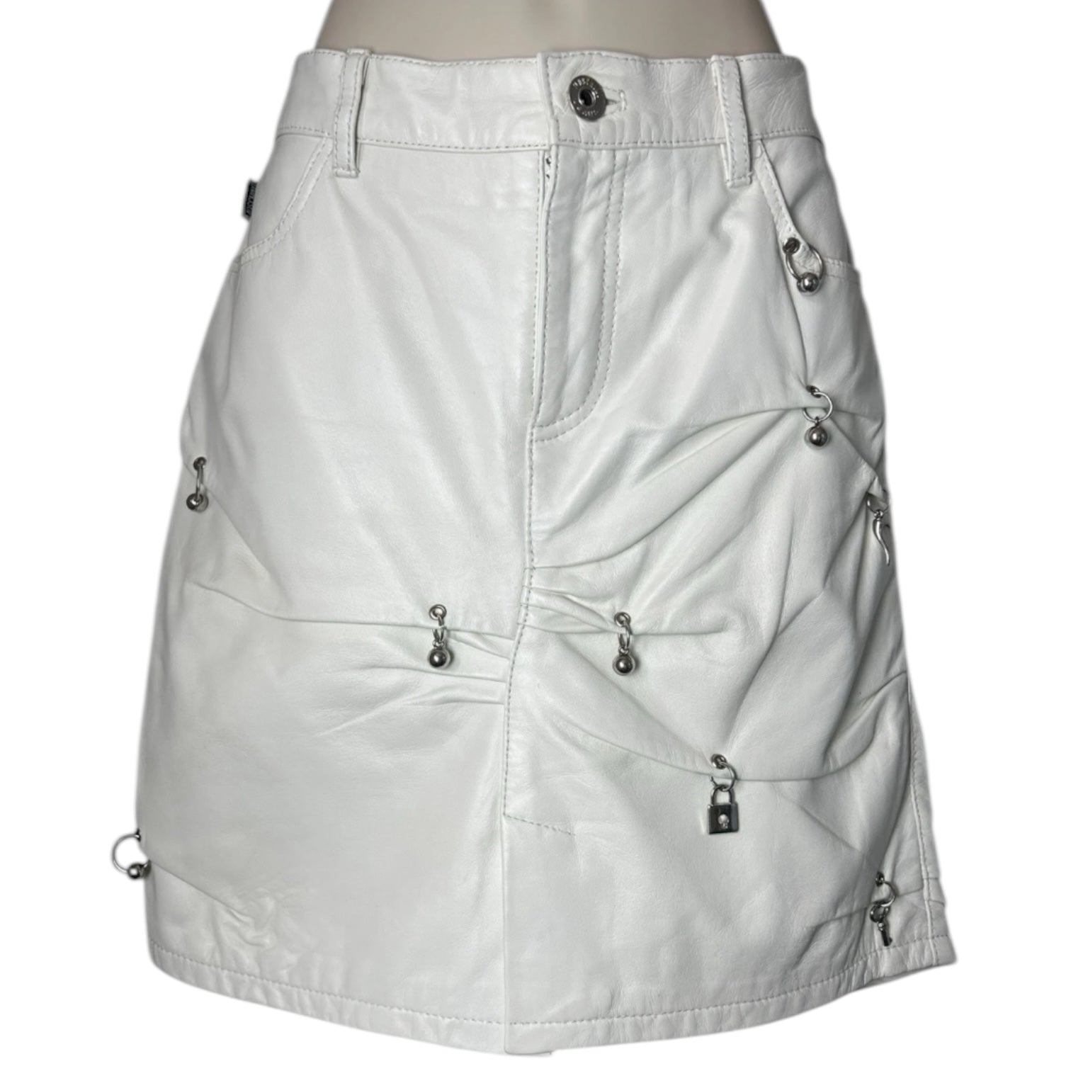 Vintage Moschino Leather Piercing Mini Skirt – UK10 – pre-loved