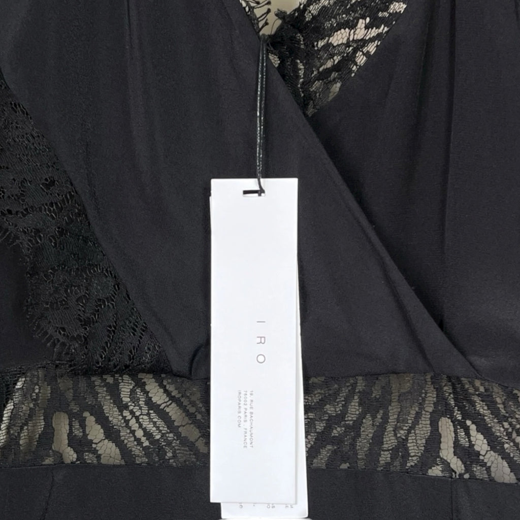 IRO Paris Silk One-Shoulder Lace Slip Mini Dress – Black, FR40 – pre-loved