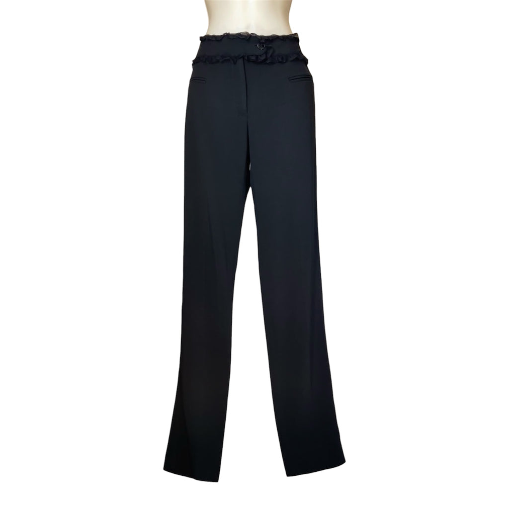 Dolce & Gabbana Black Ruffle Waist Trousers – Slim Fit, IT42 (UK10)
