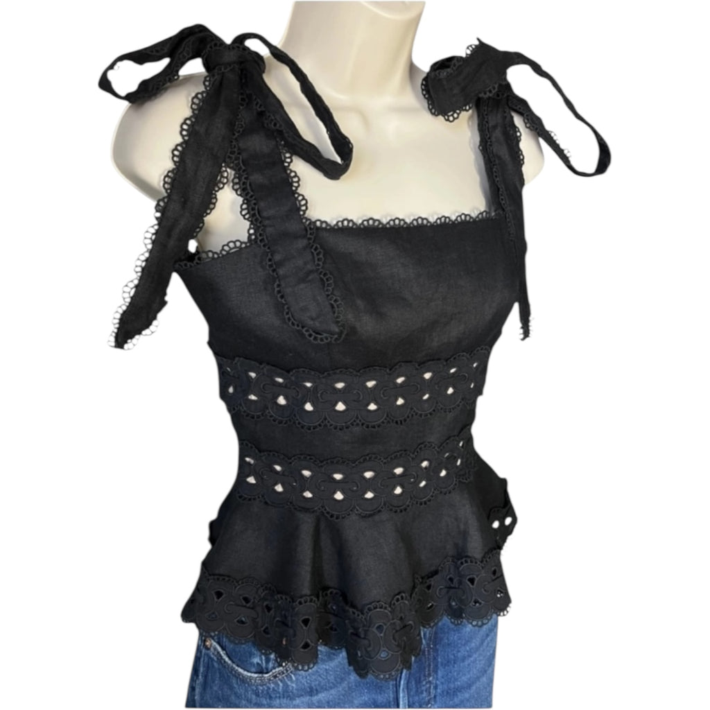 Zimmermann Kirra Linen Peplum Top – Size 0 (UK8) – pre-loved