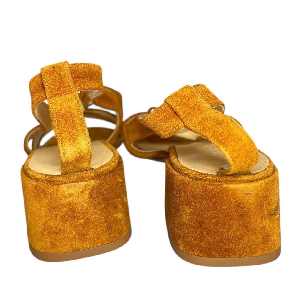 By Far Cuba Suede Block Heel Sandals – Brown, EU 40