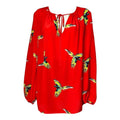 DVF Aurora Bird Print Silk Blouse – Red Tie Neck, US6 – pre-loved