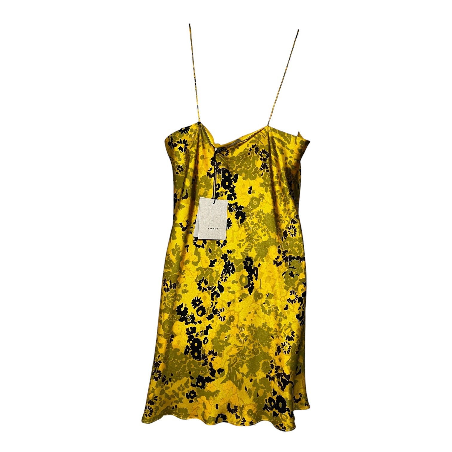 Asceno Lyon Silk Slip Dress – Butterscotch Winter Flower, M