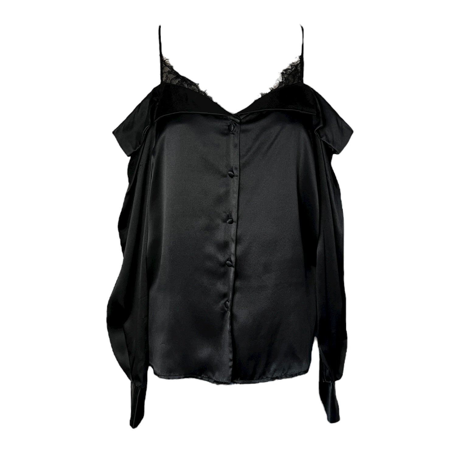 Jonathan Simkhai Caylee Silk Lace Plissé Off-Shoulder Blouse – XS