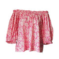 The Great Off-Shoulder Floral Top – Boho Prairie Style, Pink Cotton Poplin, Size 2 (M) – pre-loved