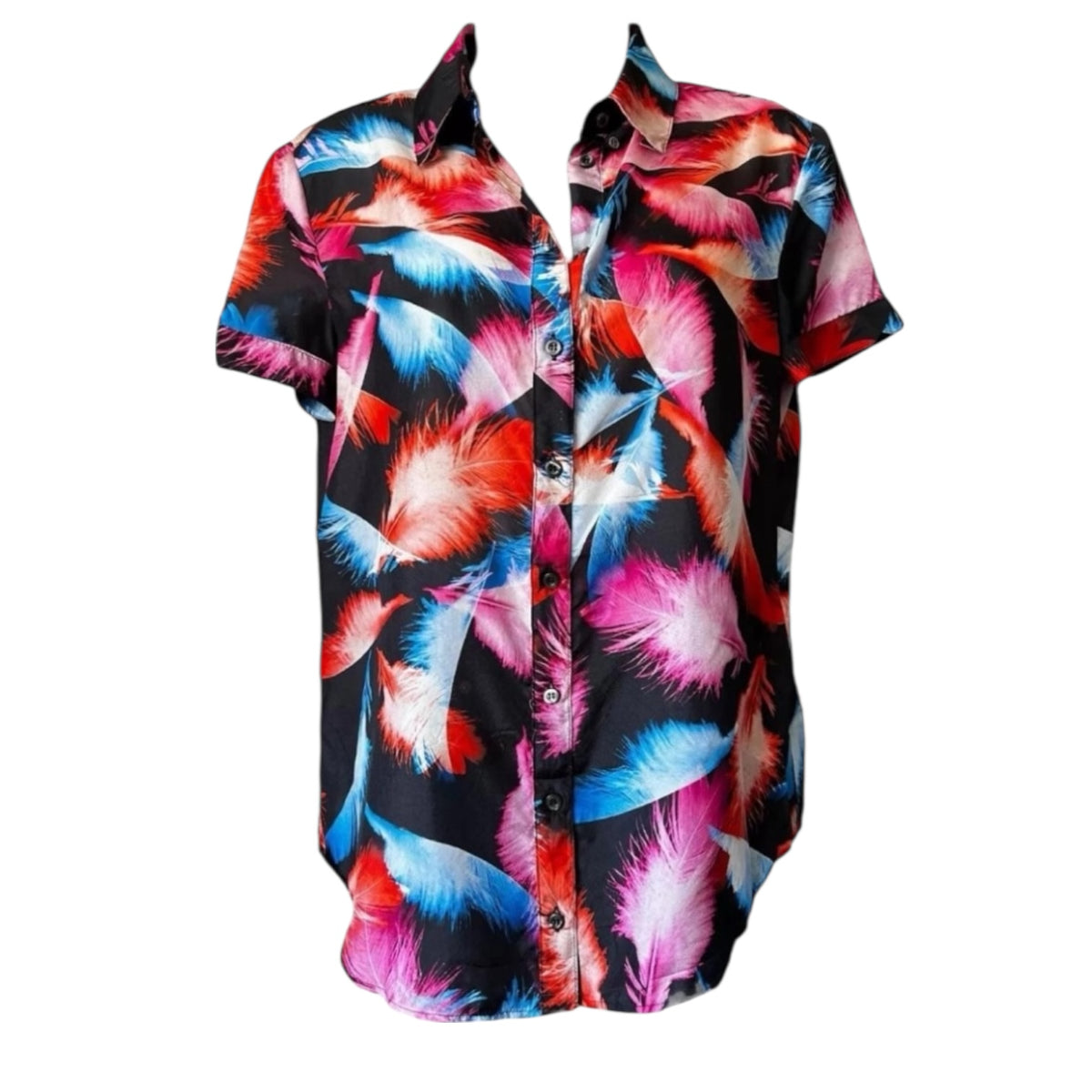 MCQ Alexander McQueen Silk Feather Fitted Button-Up Shirt – IT 44 – pre-loved