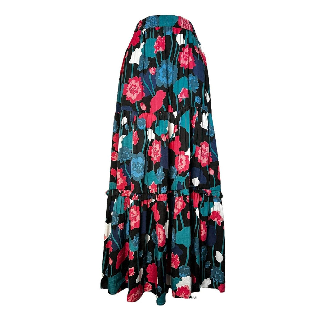 Kate Spade Silk Blend Maxi Skirt – Floral Print, Tiered, Size S – pre-loved