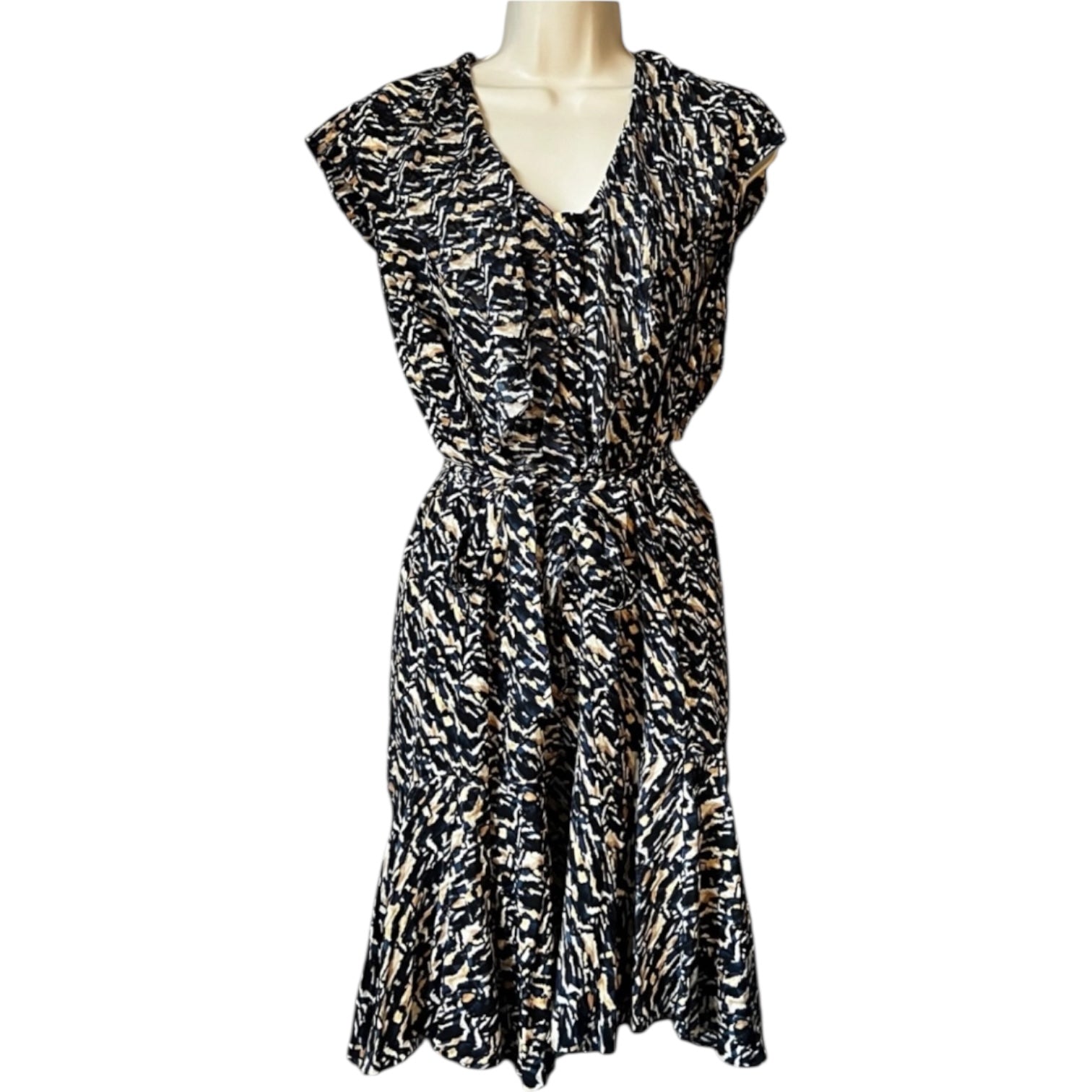 Saloni Silk Ruffle Button Mini Dress – UK8 – pre-loved