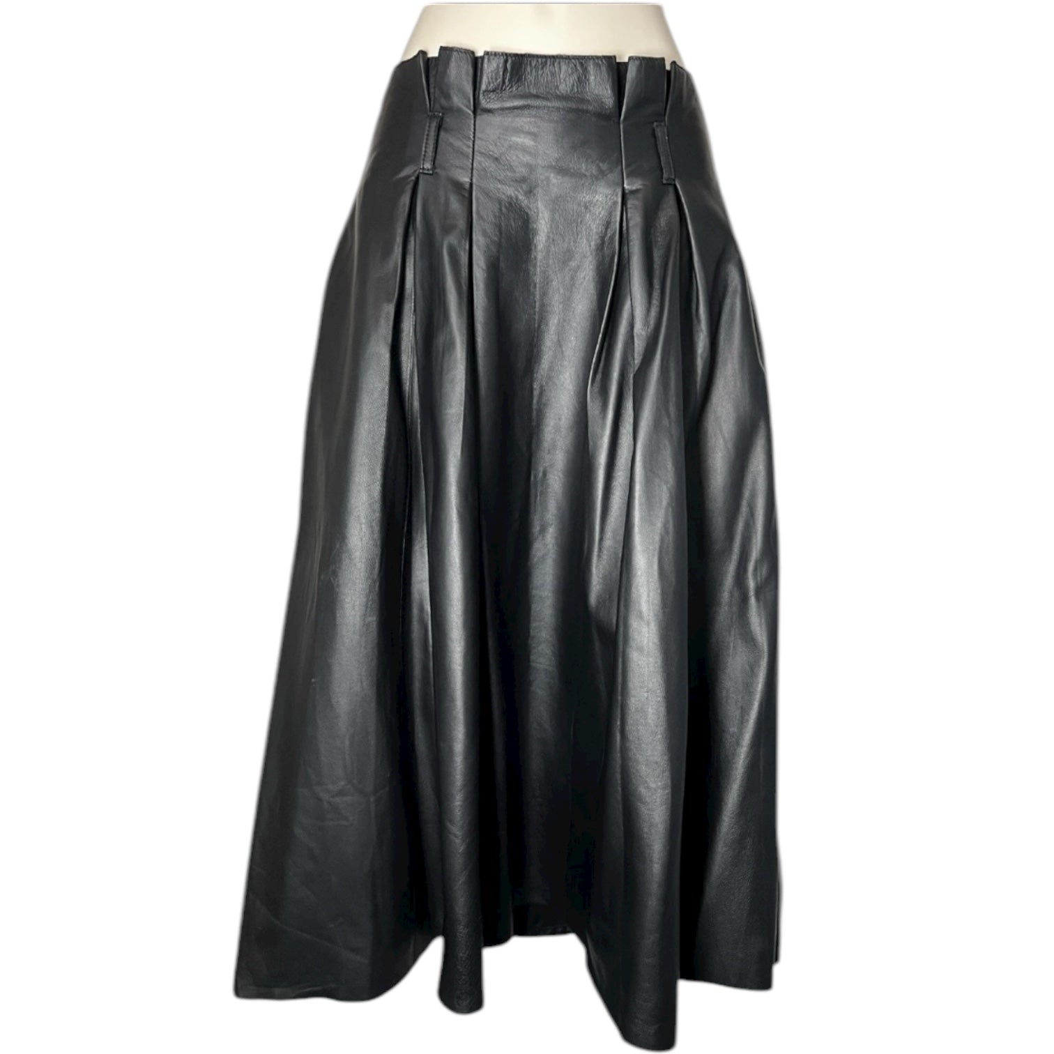 By Malene Birger Black Real Leather Pleated Midi Skirt – EU36 (UK8) – pre-loved