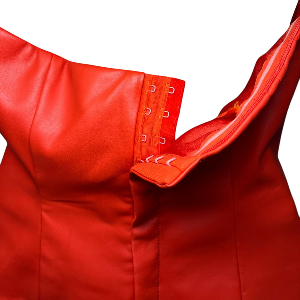 STAUD Cherry Red Vegan Leather Bustier Crop Top – US4 (UK8) – pre-loved