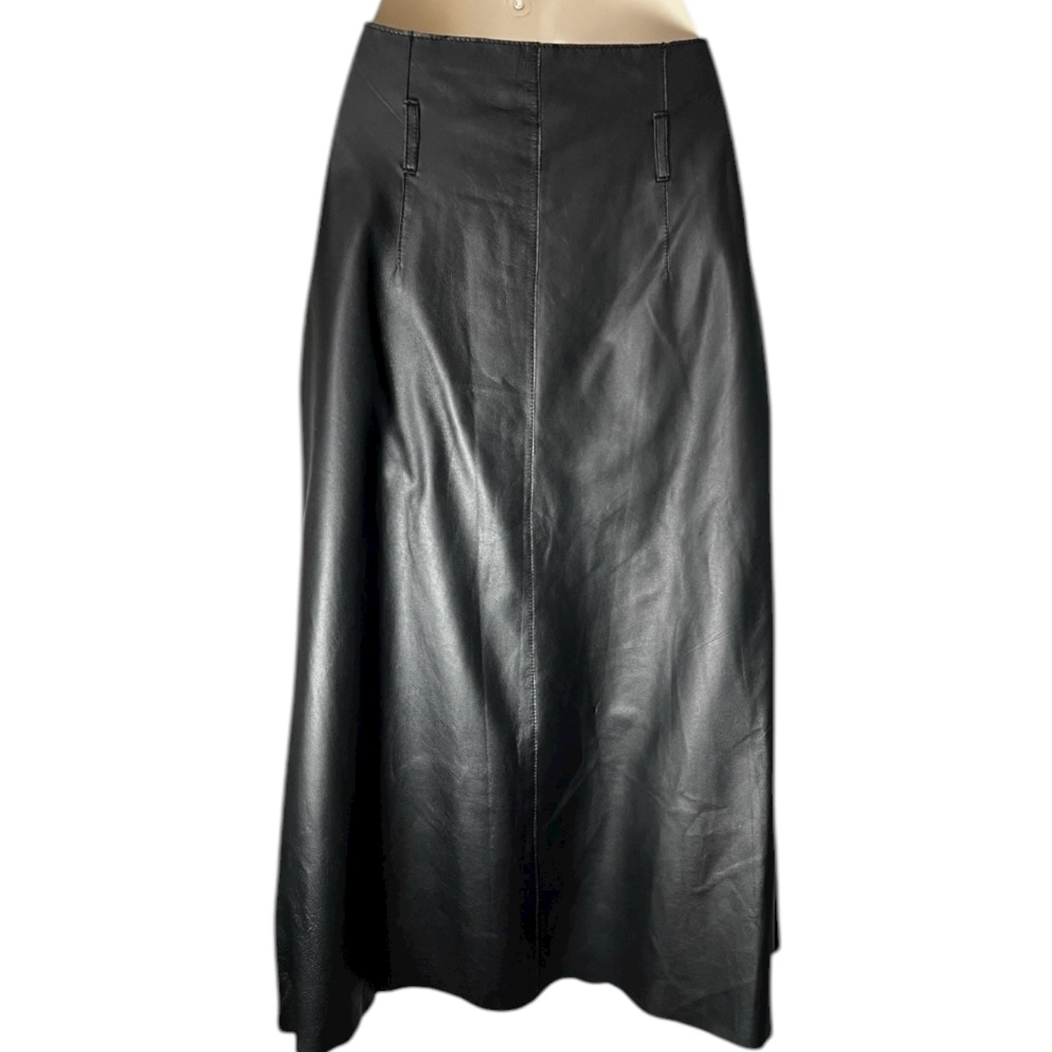 By Malene Birger Black Real Leather Pleated Midi Skirt – EU36 (UK8) – pre-loved