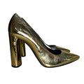 Casadei Gold Metallic Foil Leather Block Heel Pumps – EU 37