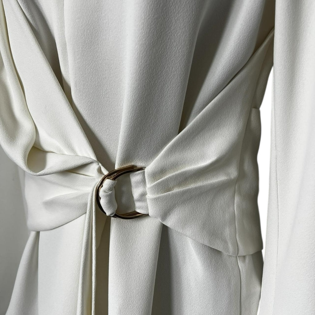 Acler Kerrison Ivory Drape Asymmetric Belted Blouse - UK8 – pre-loved