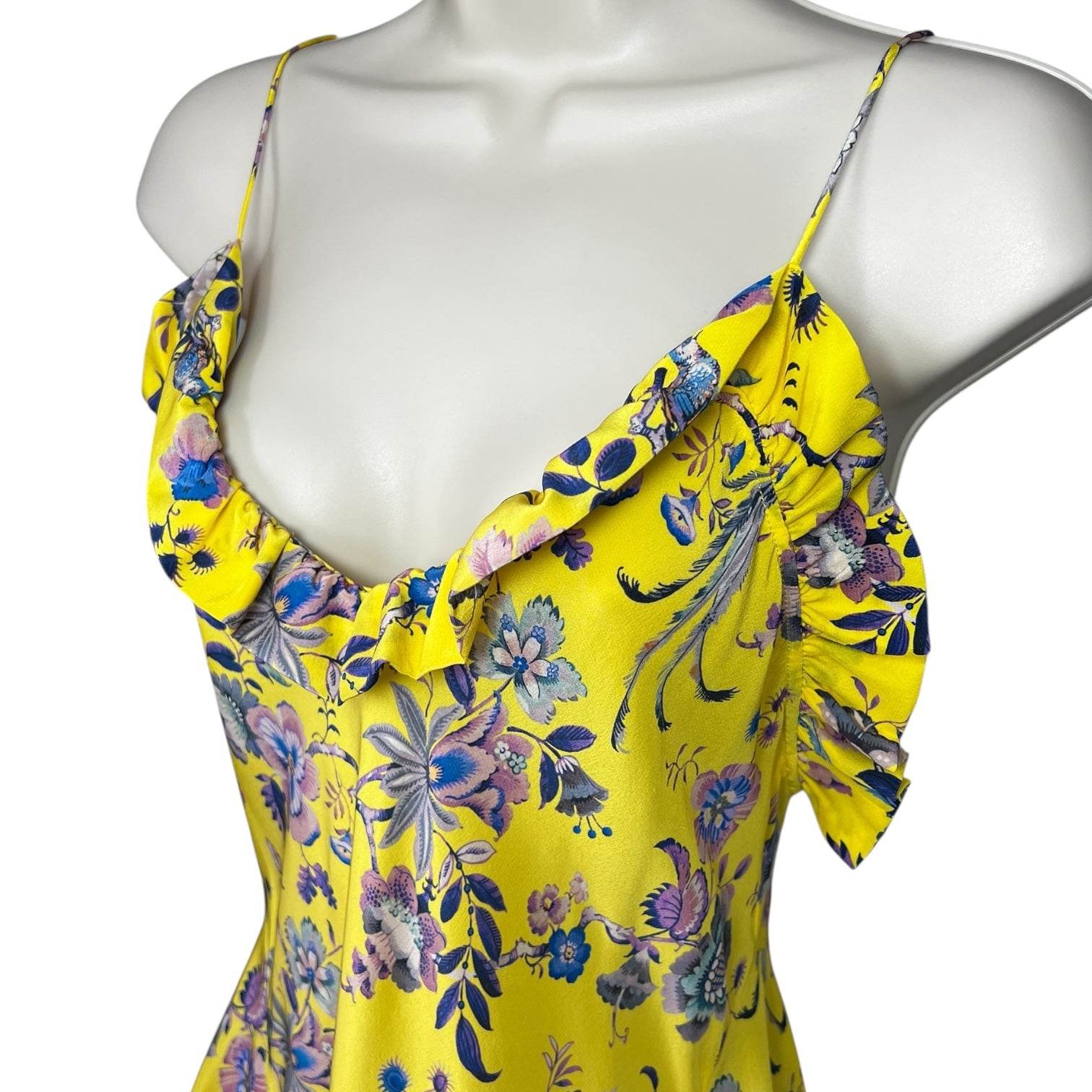 Les Rêveries Floral Silk Ruffle Mini Dress – Liberty Fabric, US2 (UK6) – pre-loved