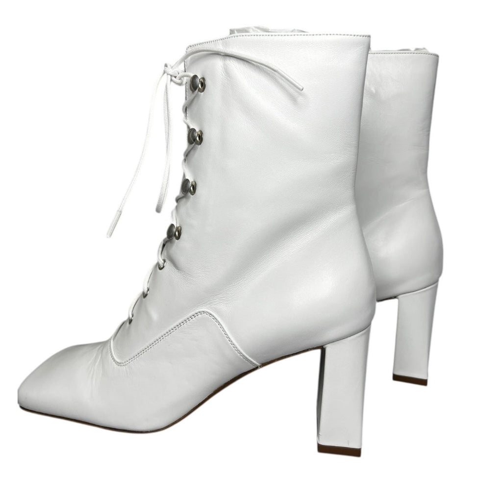 By Far Claude White Leather Lace-Up Ankle Boots – EU 38