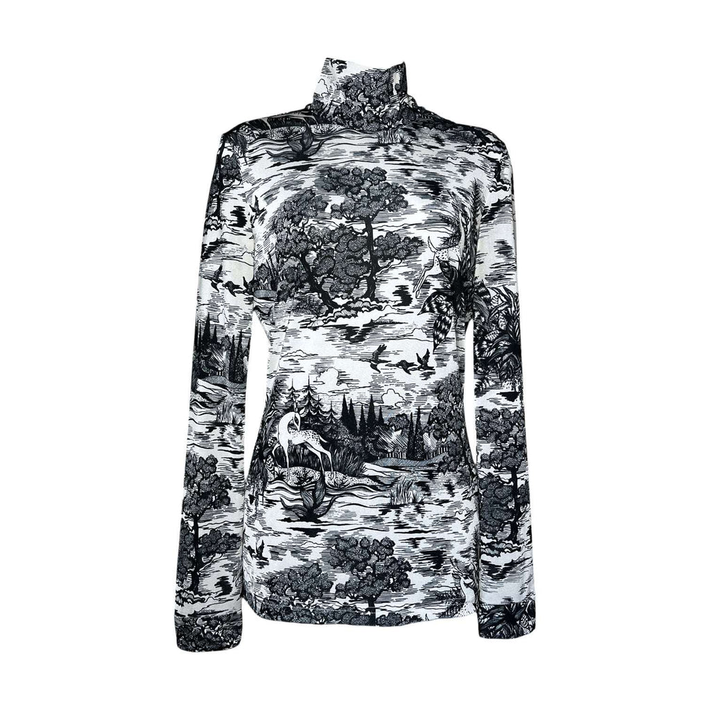 Victoria Beckham Forest Print Turtleneck Long-Sleeve Top – UK8