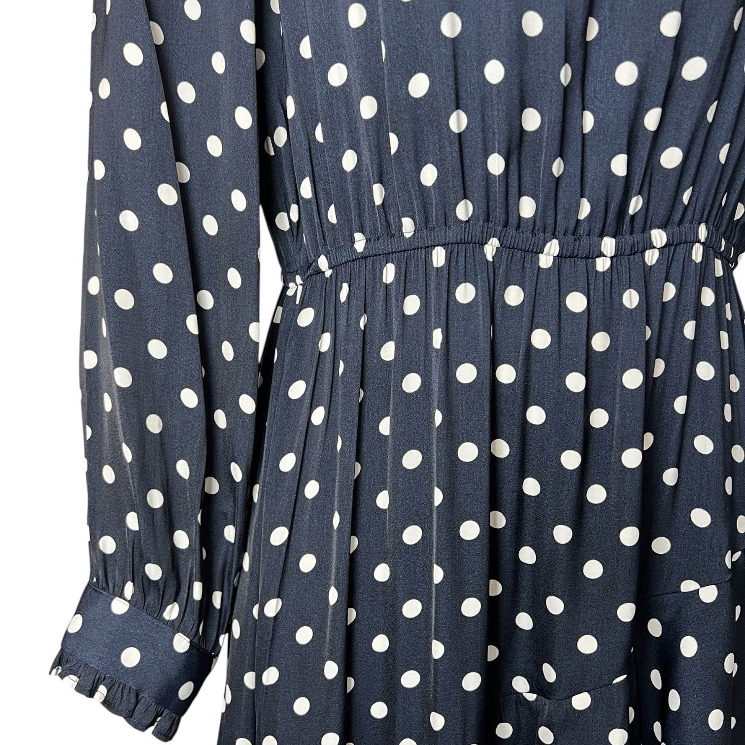 Essentiel Antwerp Polka Dot Ruffle High Neck Tiered Midi Dress – EU36 – pre-loved