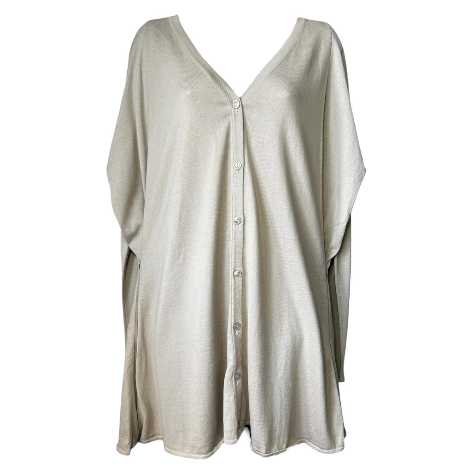 Maison Margiela Neutral Longline Relaxed Cardigan – Side Zip, M