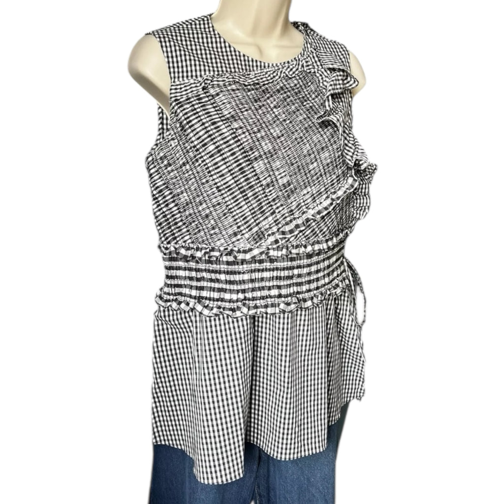 3.1 Phillip Lim Gingham Ruffle Peplum Sleeveless Top – US4 (UK8)