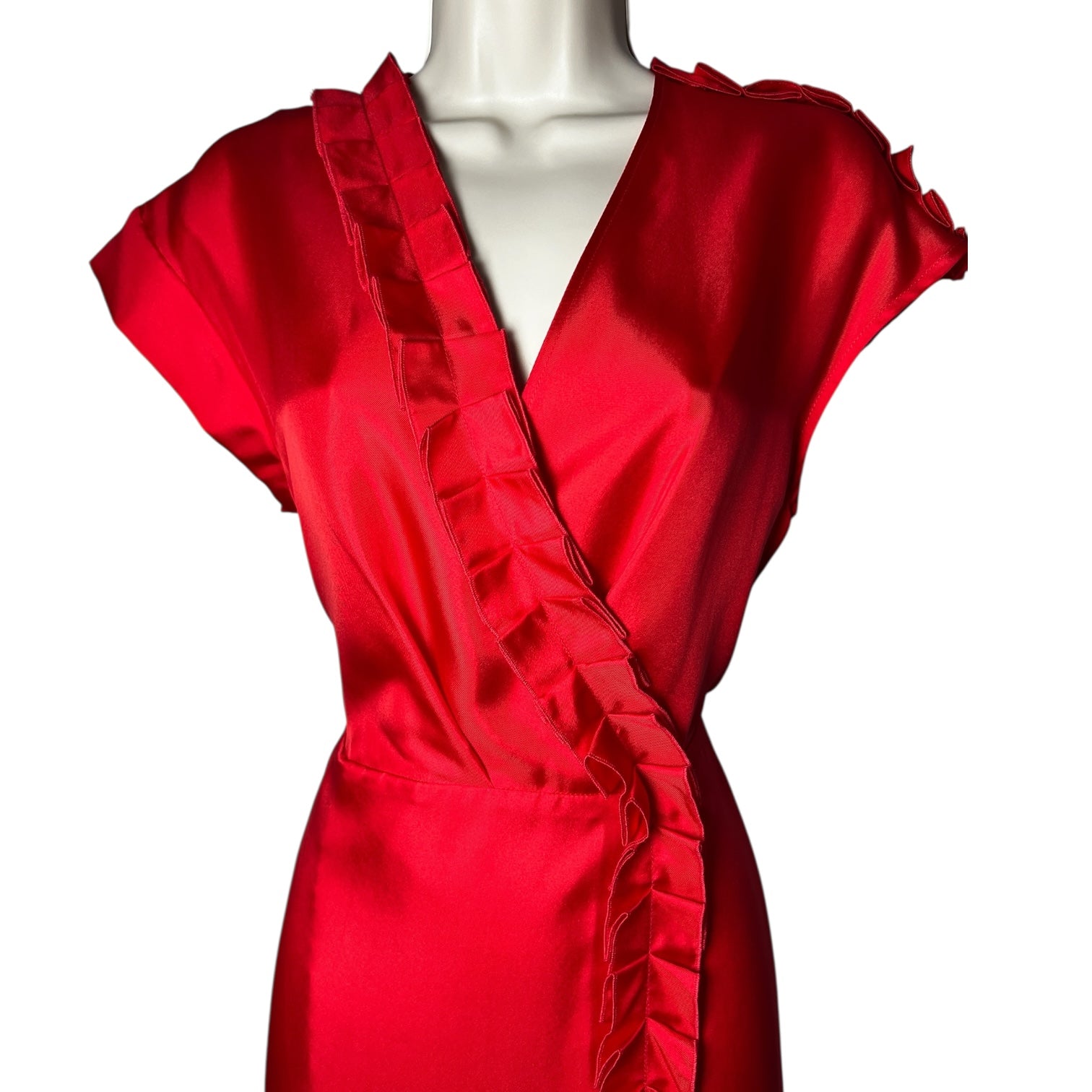 Lisou Rhona Red Silk Wrap Midi Dress – UK8