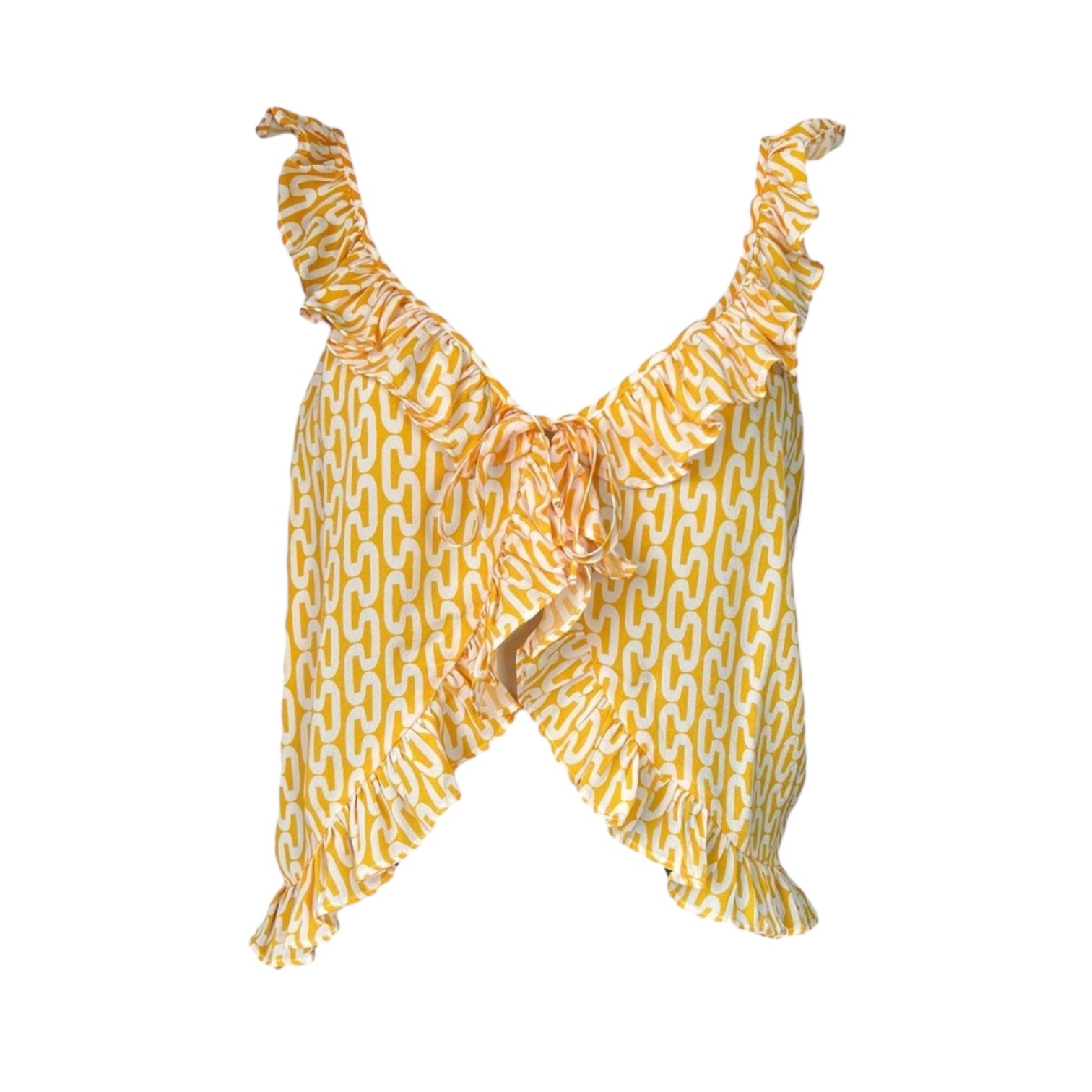 Paloma Blue Silk Ruffle Crop Top – S – pre-loved