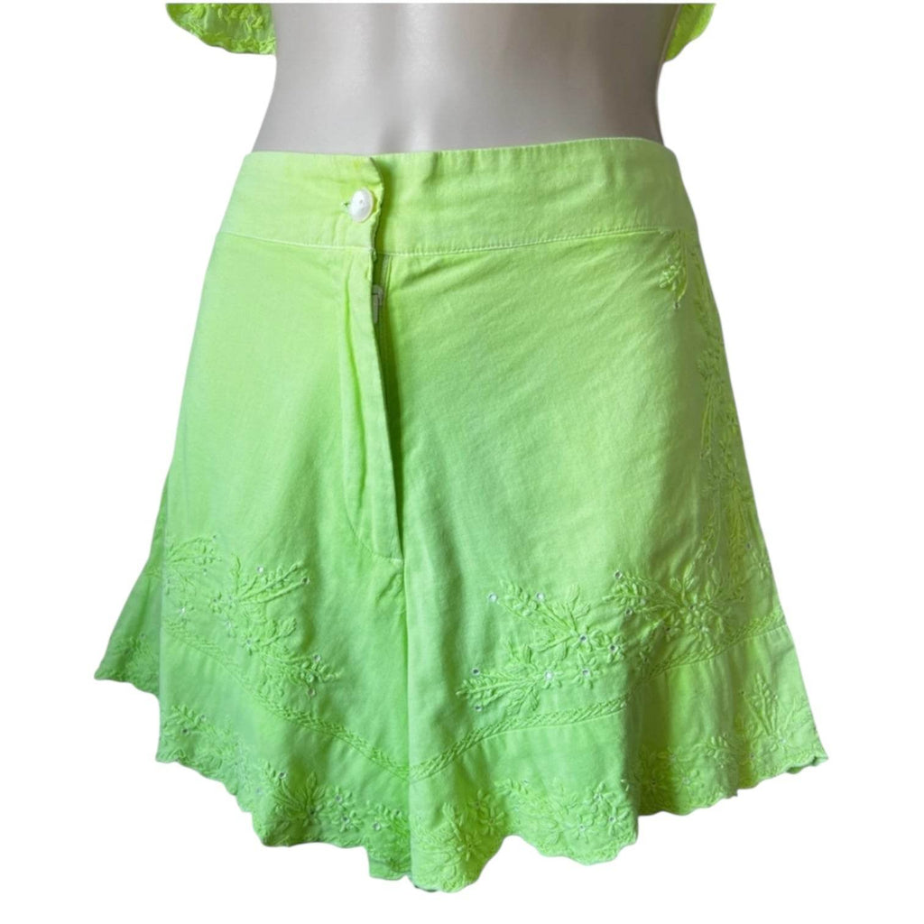Juliet Dunn Embroidered Scalloped Mini Shorts – Size 1 (UK8) – pre-loved