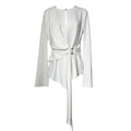 Acler Kerrison Ivory Drape Asymmetric Belted Blouse - UK8 – pre-loved