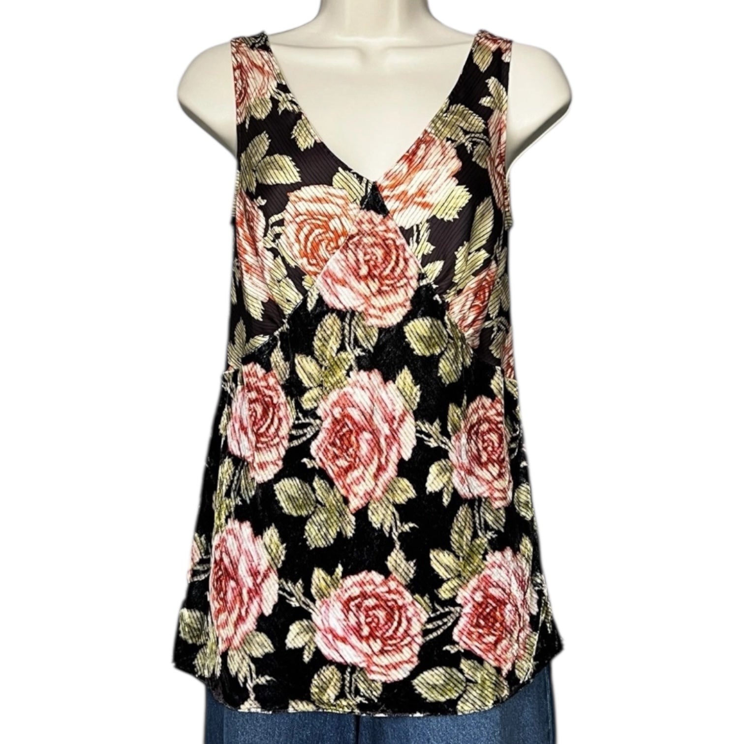Paco Rabanne Sleeveless Velvet & Crepe Cami Top – FR36