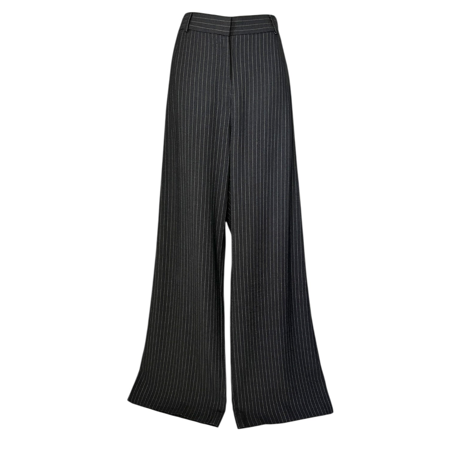 MaxMara Grey Pinstriped Wool High Rise Wide-Leg Trousers – UK14 – pre-loved