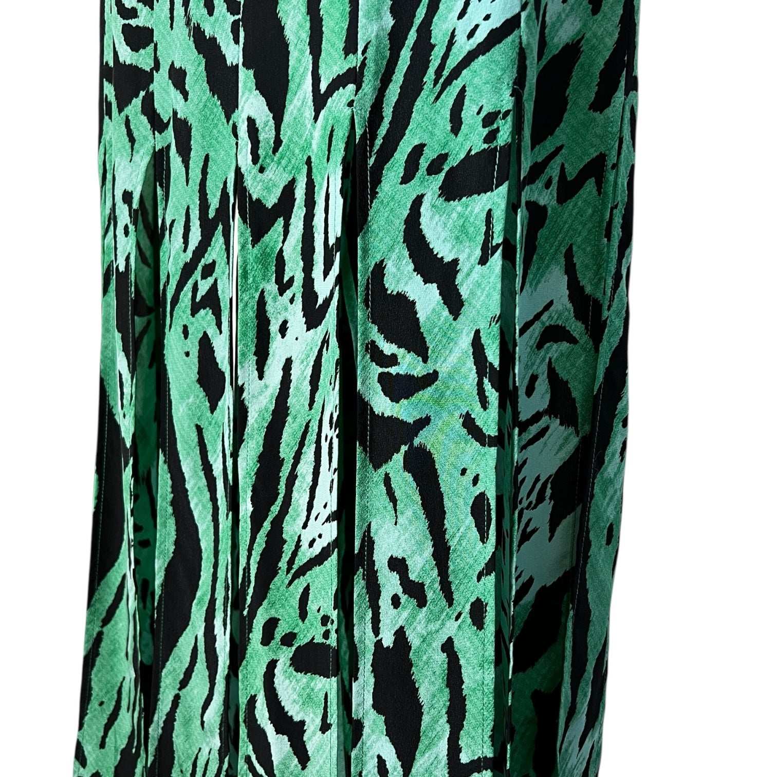 Rixo Silk Tiger Print Fringe Hem Midi Skirt – L – pre-loved