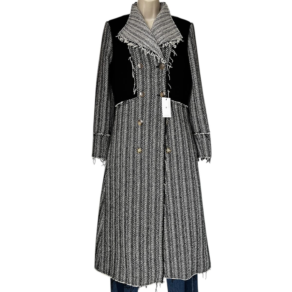 Tory Burch Runway 2020 Raw Tweed Wool Double Breasted Coat - US6 – pre-loved