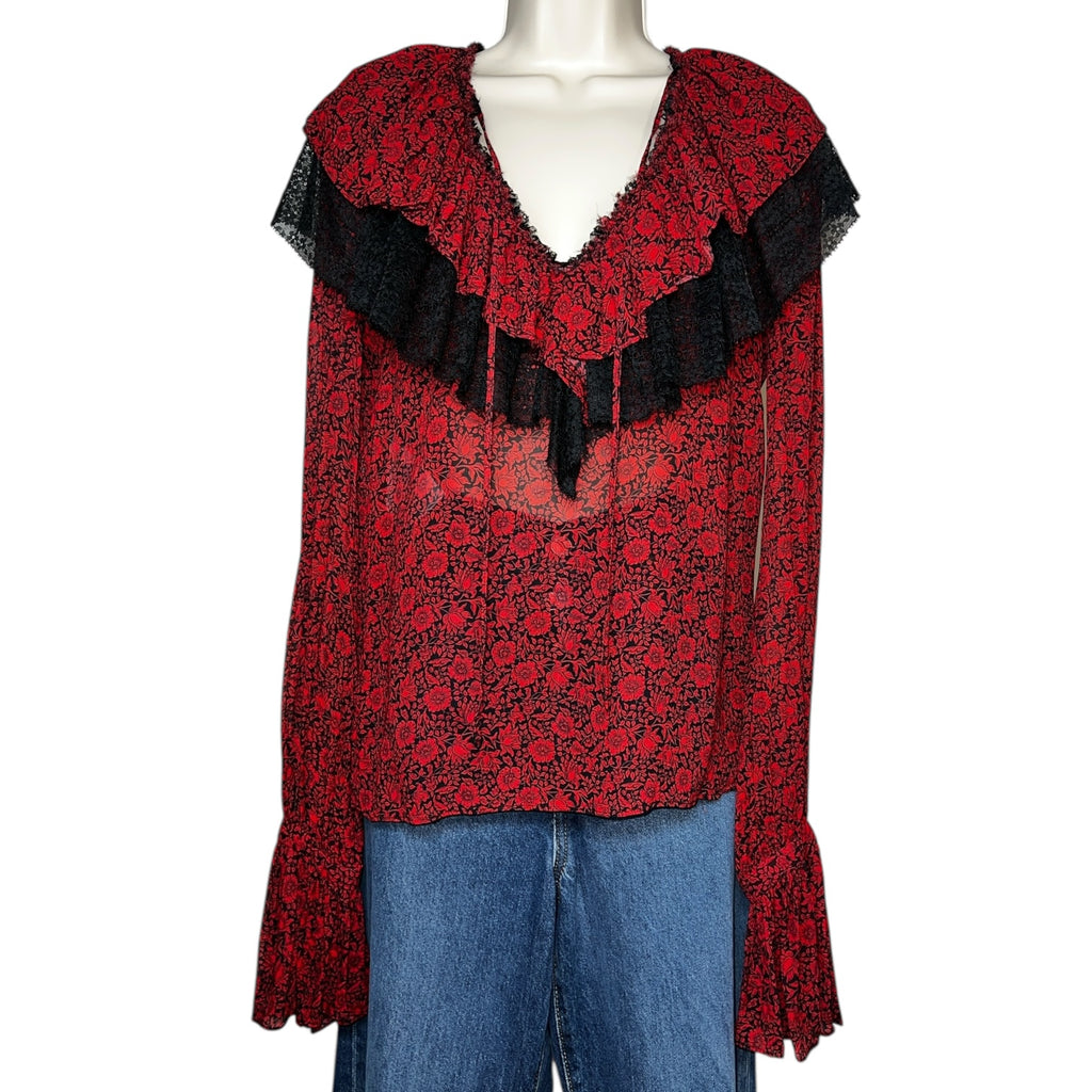 Philosophy di Lorenzo Serafini Frill Lace Yoke Blouse – UK10