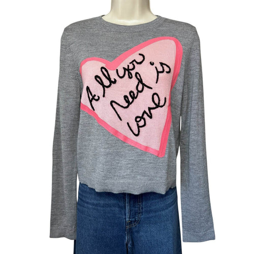 Alice + Olivia x The Beatles Wool Jumper – “All You Need Is Love” Embroidery, L – pre-loved