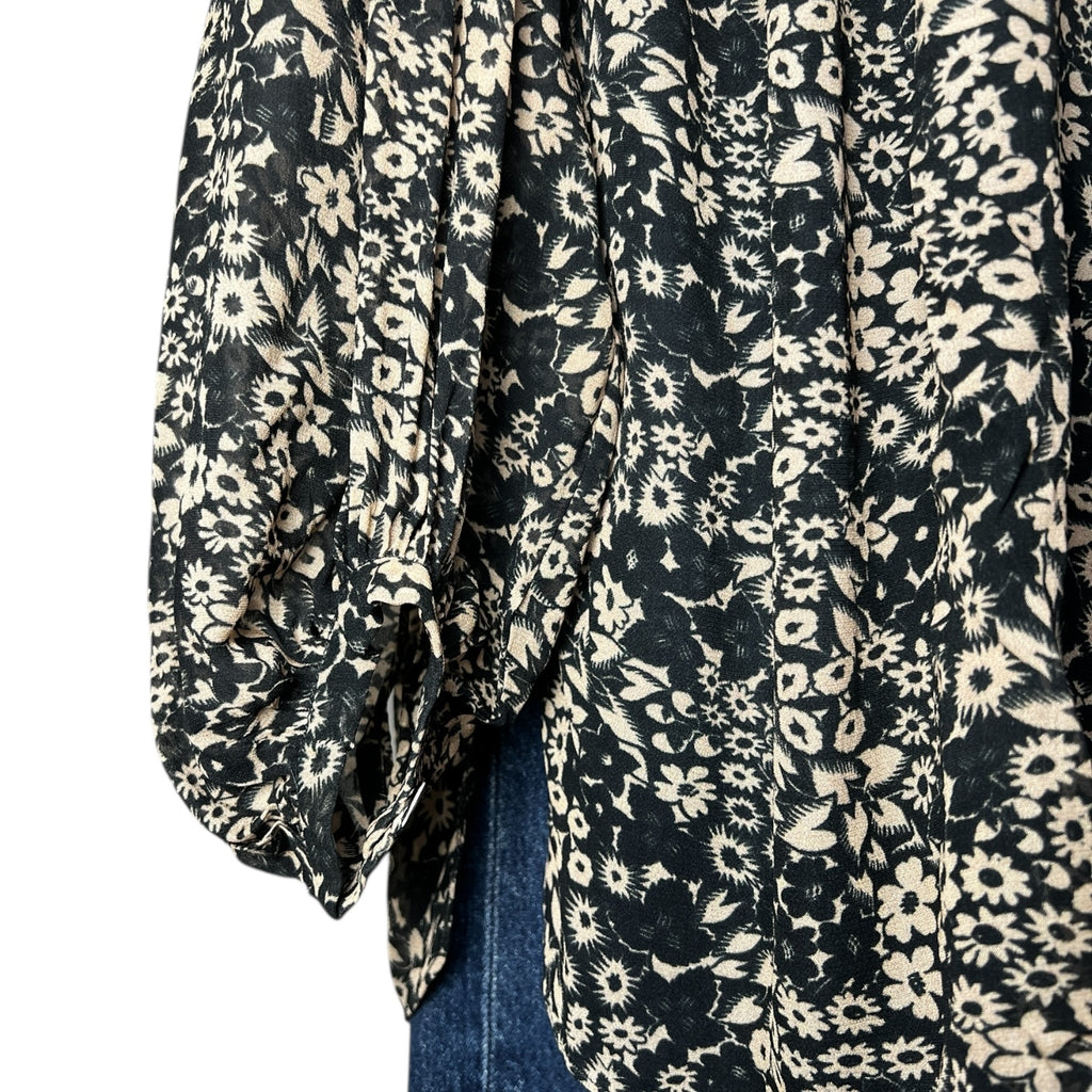 Isabel Marant Étoile Floral Split-Neck Tie Blouse – Oversized Shirt, FR36 (UK8)