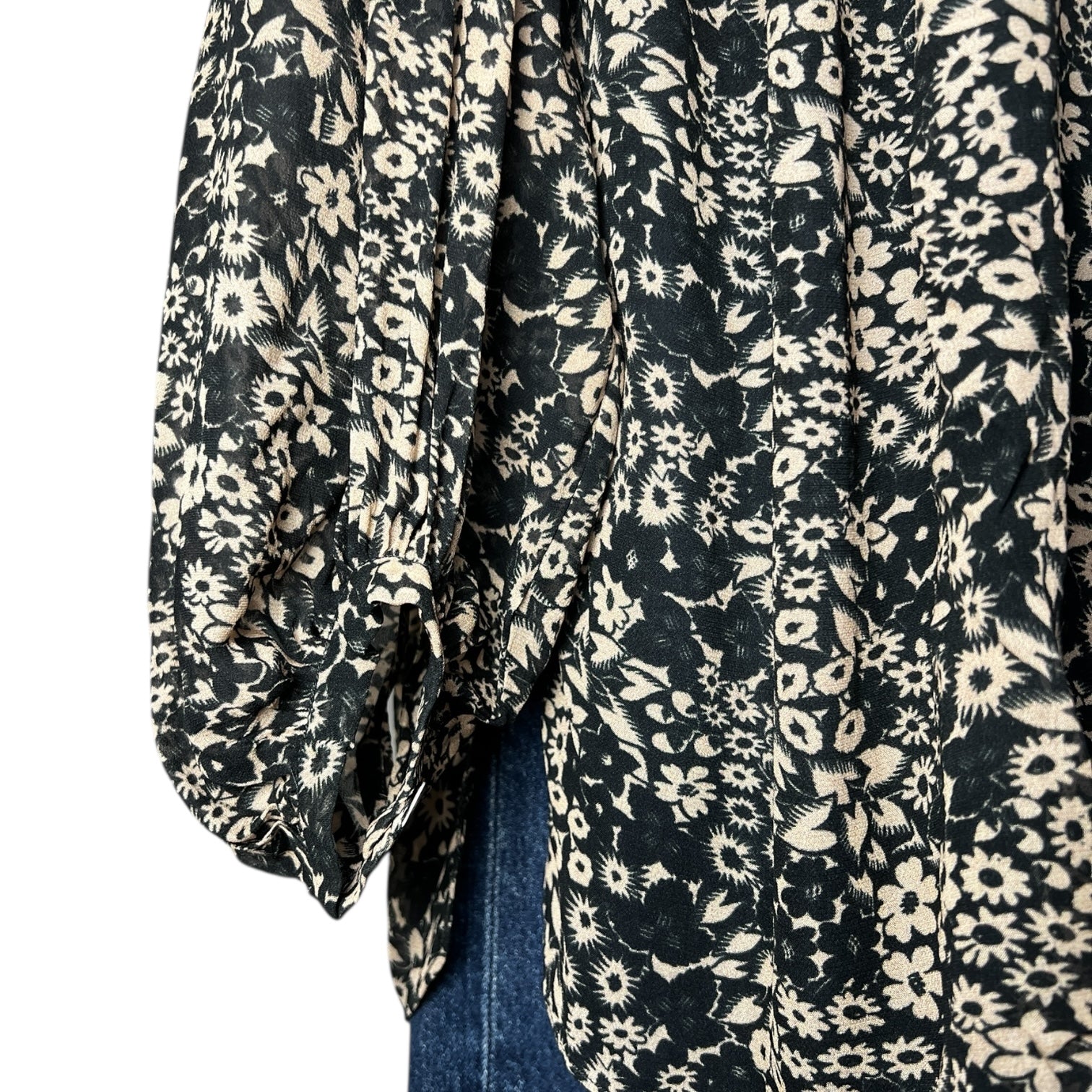 Isabel Marant Étoile Floral Split-Neck Tie Blouse – Oversized Shirt, FR36 (UK8)